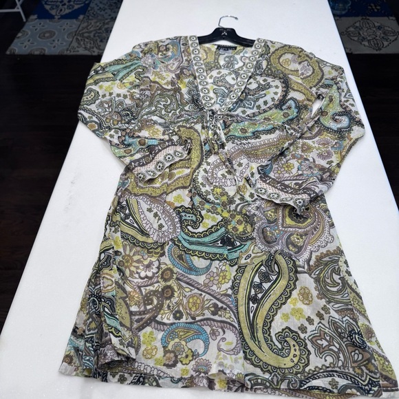 ATHLETA WOMENS DRESS COTTON/SILK  DRAWSTRING WAIST DRESS /BEACH COVER SZ S - Picture 11 of 11